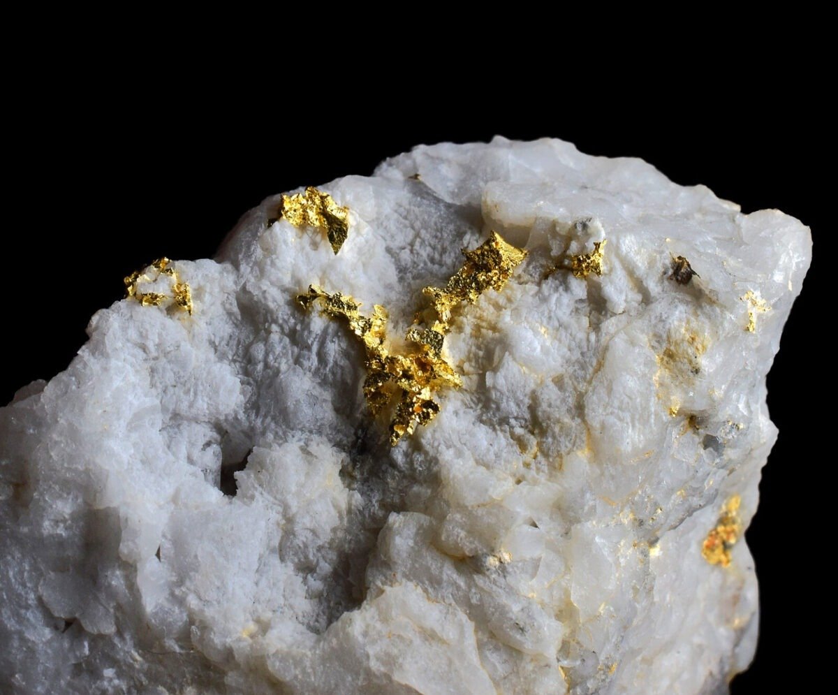 Native Gold on Quartz from Brusson, Italy