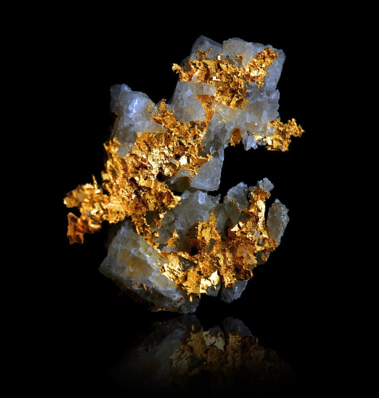 Native Gold on Quartz from Busson, Italy