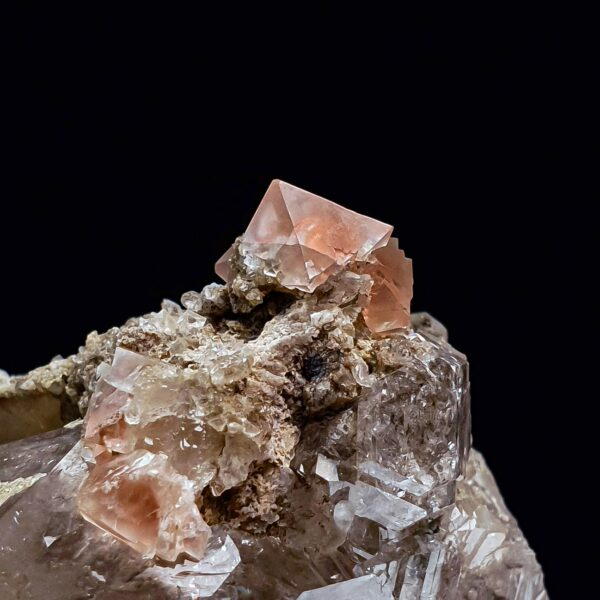 Pink fluorite & quartz - Mont-Blanc, France