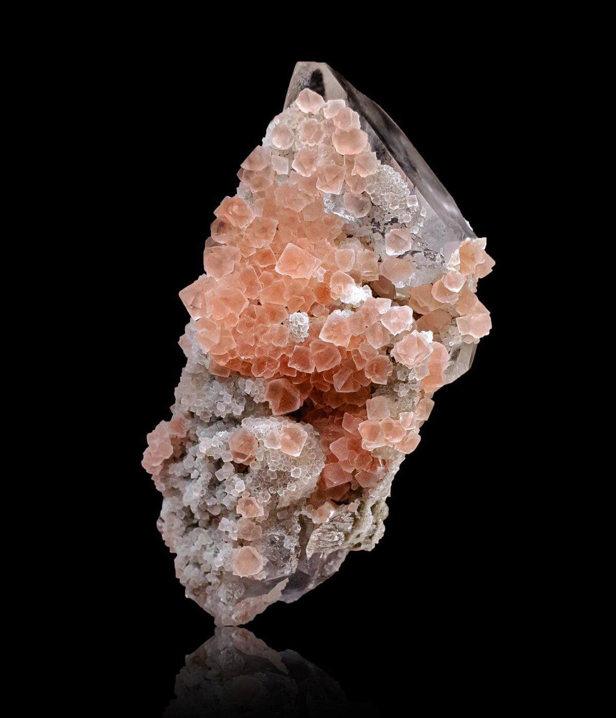 Pink fluorite & quartz - Mont-Blanc, France