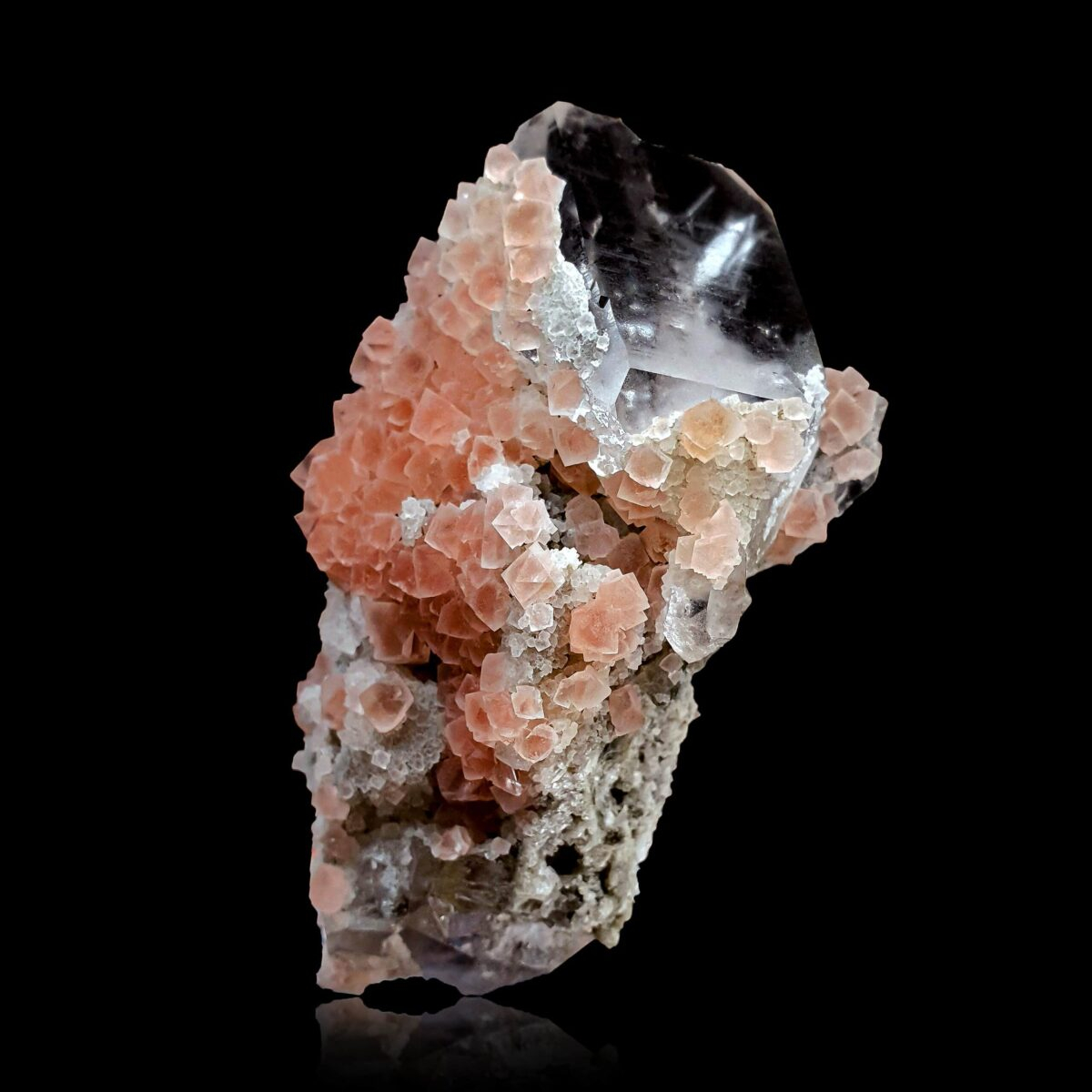 Pink fluorite & quartz - Mont-Blanc, France