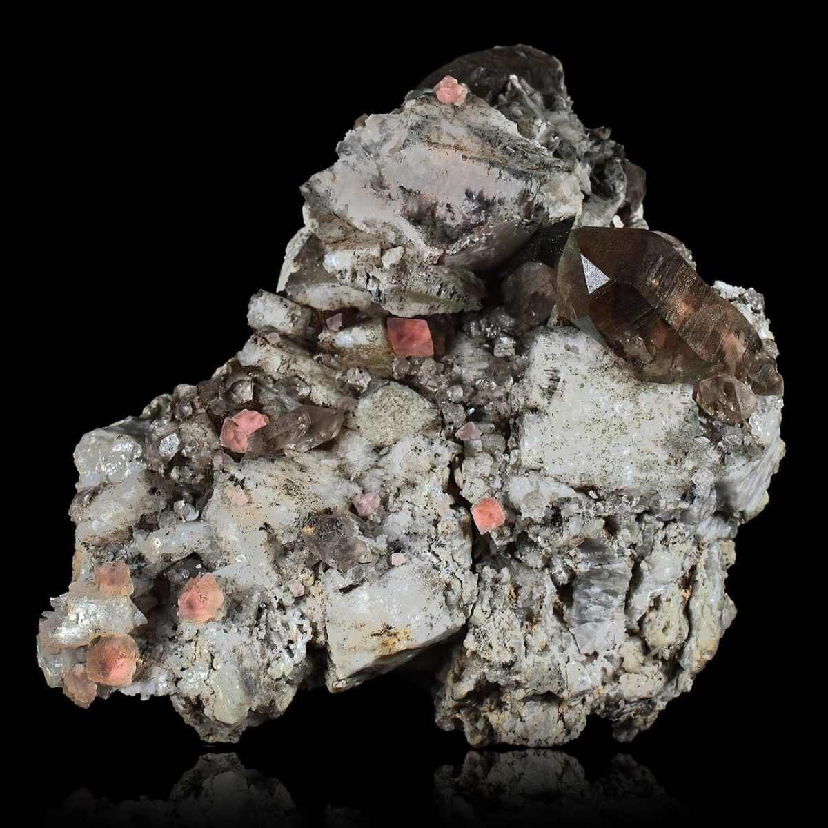 Pink fluorite & quartz - Mont-Blanc, France