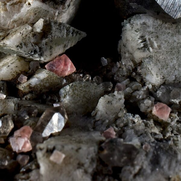 Pink fluorite & quartz - Mont-Blanc, France
